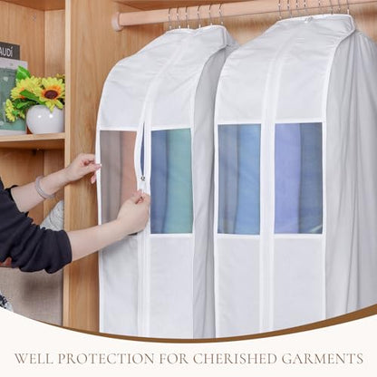 Univivi 32 Inch Cotton Hanging Garment Bag for Closet Storage 4 Pack, White - size: 32 Inch - 4 Pack