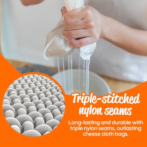 Pro Quality Nut Milk Bag – Big XL Commercial Food Grade – Strong Durable Reusable Almond Milk Straining Bags & All Purpose Fine Mesh Nylon Cheesecloth Strainer– Juicing-Cheese–Recipes & Vids