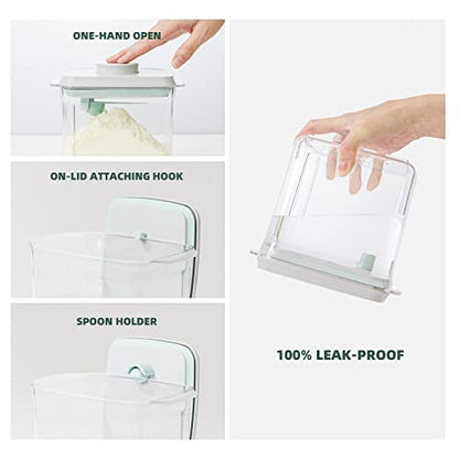 Baby Formula Container for Home, 2 Pack 1700ml Airtight Pop Top Dispensers | 21oz/600g Each with 5g Scoop, Scraper, Spoon Holder and Pop Top Lid for Nursery, Daycare, Twins and Nighttime Bottle Feeding - color: 2*21 oz - Clear