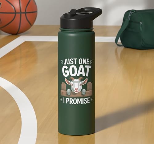 Just One Goat I Promise Cute Coat Pygmy Goat Farmer Stainless Steel Insulated Water Bottle - color: Dark Green