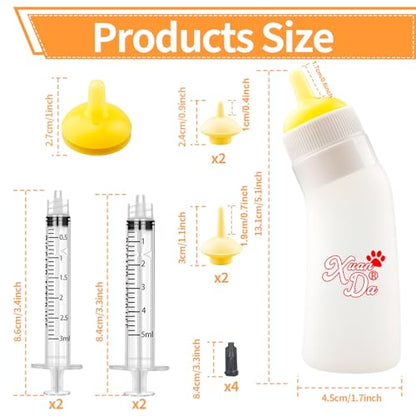Pet Feeding Nipple with Syringe, Soft Silicone Nursing Pet Feeding Bottle, Ventilation Valve Resistant Tearing for Puppies, Kittens, Rabbit, Small Wildlife (L Nipple,Yellow) - color: Yellow-L Size