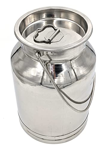 15 Qt Milk Can Tote, Stainless Steel with Lid and Handle 4 Gallon