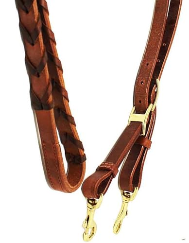 CHALLENGER 8' Horse Western Leather Latigo Laced Barrel Contest Reins 66RT10 - color: Tan Brown