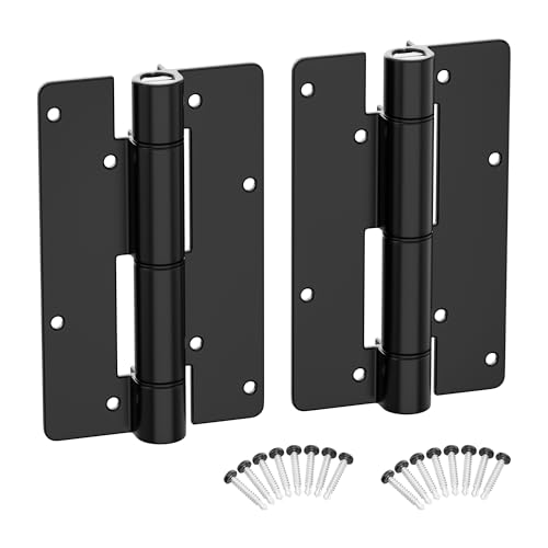 5-3/4" Self Closing Aluminum Gate Hinges for Metal Gates,Heavy Duty Fence Door Hinges for Pool Gate, Adjustable Tension Hinges for Vinyl Fence,Hinges for Indoor Outdoor,Gate Hardware,2Pack,Matte Black - color: Black