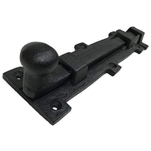 Antique style 8" Black Wrought Iron - Slide Door Bolt Latch - vintage iron - Decorative style 8 in door latch DS-04 (1)