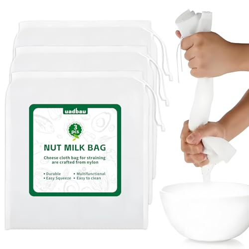 3PCS Cheese Cloth Bag for Straining, 200-Mesh 12 x 12 Inches Nylon Nut Milk Bag, Food Grade Nut Milk Bag Reusable, Cheese Cloth Bags for Juice, Nut Milk, Coffee & Cheese - Kitchen Goodies - size: 12X12inch-3pcs