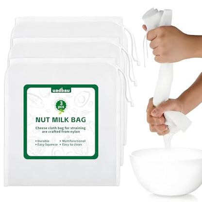 3PCS Cheese Cloth Bag for Straining, 200-Mesh 12 x 12 Inches Nylon Nut Milk Bag, Food Grade Nut Milk Bag Reusable, Cheese Cloth Bags for Juice, Nut Milk, Coffee & Cheese - Kitchen Goodies - size: 12X12inch-3pcs