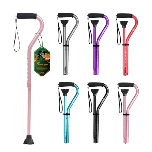 BeneCane Walking Cane for Men & Women Adjustable Cane with Offset Soft Cushioned Handle -Portable Lightweight Sturdy Mobility Walker Aid for Elderly, Seniors Collapsible Cane - color: Pink