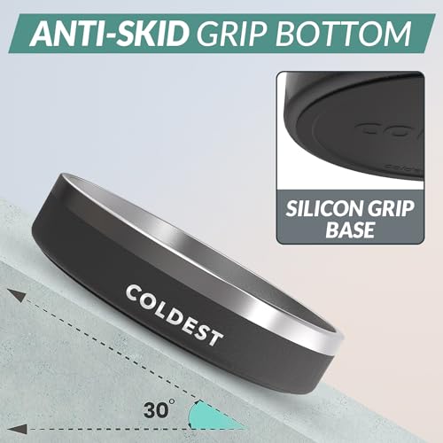 Coldest Dog Bowl - Anti Rust Metal, Non Slip, 3 Layers Insulated Stainless Steel Dog Bowls - Spill Proof & Heavy Duty - Water Bowl for Dogs, Cats & Pets, Dish Washer Safe (21 oz, Stealth Black) - color: Stealth Black, size: 21 oz