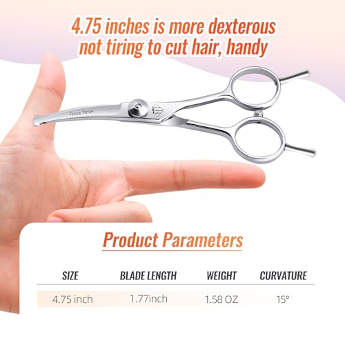 Dog Grooming Scissors: 4.75" Pet Curved Shears Made of Advanced JP440C Stainless Steel Alloy for Trimming Dogs Cats and Other Pets Face and Paws - style: Curved