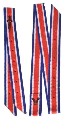 Showman Premium Quality Nylon Tie Strap & Off Billet Set - color: Red, White & Blue