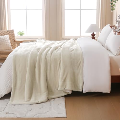 SOCHOW Sherpa Fleece Throw Blanket, Linen, 60x80 inches - color: Linen, size: 60"×80"