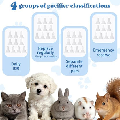 Homoyoyo 40-Pack Replacement Bottle Nipples Cat - Silicone Pet Nursing Nipples Nurser Silicone Replacement Pacifiers for Kitten and Puppy Small Animals, Bunny Feeding Bottle White 0.98X0.63 Inch