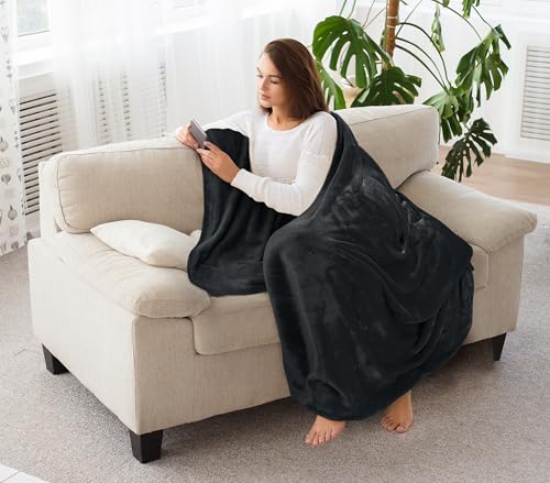 Utopia Bedding Soft Fleece Bed Blanket Throw XL Size Black (50x70 Inch) - color: Black, size: Throw XL (50x70 Inch)