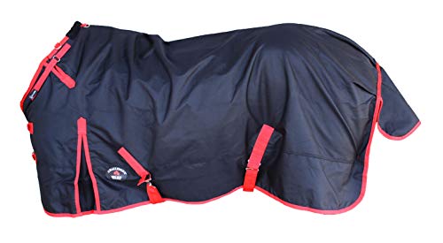 Challenger 1200D Turnout Rain Horse Sheet Light Winter Blanket Black 308G - color: Black Red Trim, size: 70"