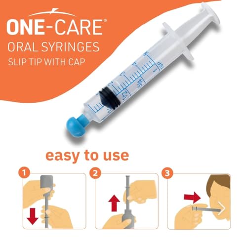 ONE-CARE 5ml Oral Syringe with Cap - Sterile, Individually Wrapped - 100 Syringes, Slip Tip, Uses include oral administration of medicine for infants, adults and animals (Pack of 4) - size: 5ml (Pack of 4)