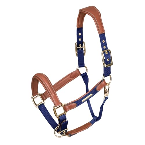 Shires Velociti Lusso Padded Halter - Leather Breakaway - color: Navy, size: Cob
