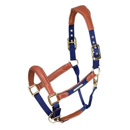 Shires Velociti Lusso Padded Halter - Leather Breakaway - color: Navy, size: Full