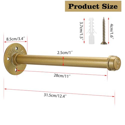 Sumnacon Wall Mounted Clothes Rack for Wardrobe, 2Pcs 12 Inch, Gold - color: Gold, size: 12 Inch