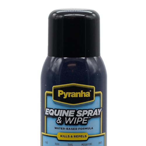 Pyranha Equine Spray and Wipe Fly Repellent for Horses – Water-Based Formula with Citronella Scent, Long-Lasting, Dust-Free, No Shake Required, BOV Can 15 oz - size: 15 Fl Oz (Pack of 1)