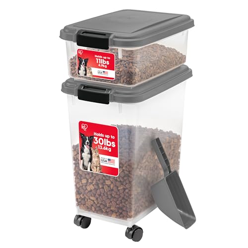 IRIS USA Dog Food Storage Container, Up to 30+11 lbs, Dark Gray - color: Dark Gray
