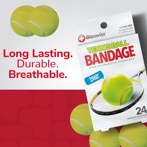 BioSwiss Bandages, Tennis Ball Shaped Self Adhesive Bandage Set, Latex Free, Sterile Wound Care, 24 Count (Pack of 2) - size: 24-Count Box (Pack of 2), style: Tennis