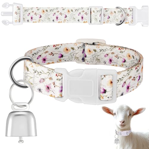 Goat Collar with Copper Bell Set for Sheep Lambs Pygmy Goat,Wildflower
