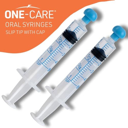 ONE-CARE 5ml Oral Syringe with Cap - Sterile, Individually Wrapped - 100 Syringes, Slip Tip, Uses include oral administration of medicine for infants, adults and animals (Pack of 4) - size: 5ml (Pack of 4)