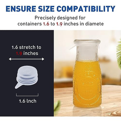 Extra Small Silicone Stretch Lids 1.6 Inch Reusable Silicone Jar Cover to Fit 1.6 Inch to 1.9 Inch Small Jars,Cans,Bottles 8 Pack - size: 1.6-1.9 inch (1 size)