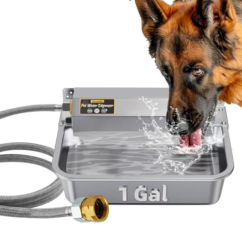 1Gal/3.8L Automatic Water Dispenser for Dogs, Patented Automatic Dog Water Bowl Dispenser, Stainless Steel Water Bowl for Livestock Chicken, Outdoor Dog Water Feeder Fit 3/4'' GHT Faucet