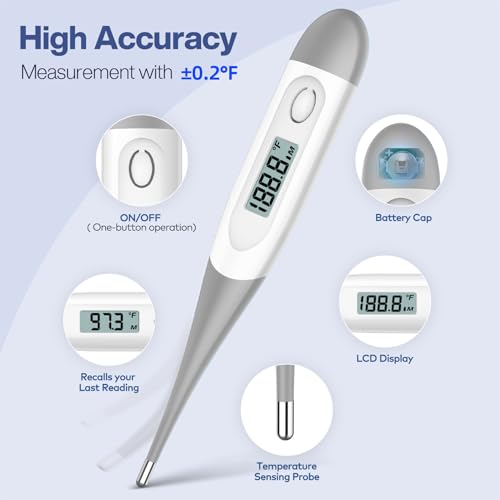 Boncare Digital Thermometer for Adults, Kids & Babies, Gray - color: Grey