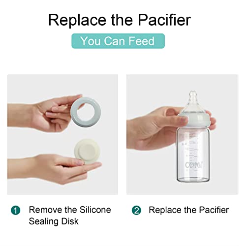 COMI Wide Neck Glass Breastmilk Collection n Storage Bottle, 6oz with Screw Ring Sealing Disk; Re-markable Sealing Disc. BPA Free, Fits Breast Pumps & Nipples (2 Pack Gray Lids) - style: 180ml 2GRAY