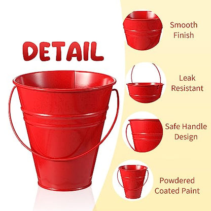 Sadnyy 6 Pack Pastel Small Metal Galvanized Bucket with Handle 5" | Pastel Small Mini Metal Galvanized Buckets, Colorful Wire Handle, Easter Party Candy Container, Table Centerpiece for Vase - color: Bright Color