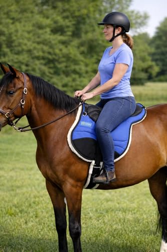 CHALLENGER Horse English Western Trail Fleece Padded Adjustable Bareback Saddle Pad 39TS05 - color: Blue