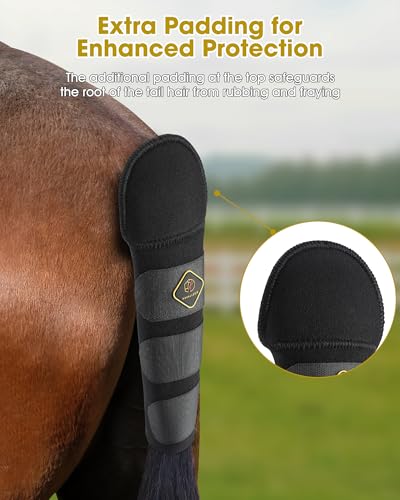 Kavallerie Horse Tail Wrap Protector, Quality Neoprene with 3 Adjustable Touch Fasteners, Non-Slip for Trailers Stalls Pastures, Black