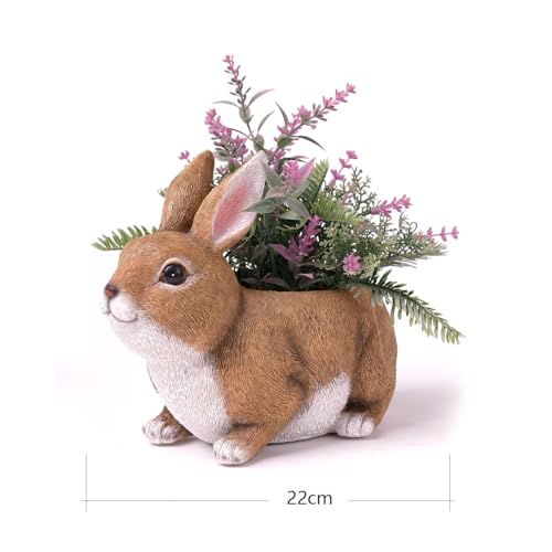 HAUCOZE Rabbit Planter Succulent Pot Animal Statue Modern Decor 8.7 Inch