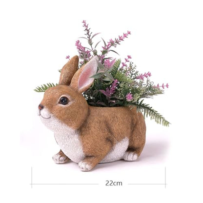 HAUCOZE Rabbit Planter Succulent Pot Animal Statue Modern Decor 8.7 Inch