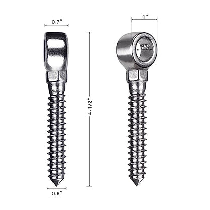 Insaga 304 Stainless Steel Gate Hinges, M16 Wood Gate Hinge, 2pcs Gate Hinge Bolts, One Piece Molded Screw Hook Hinge for Wood Fence, Farm Gate - color: M16 Eye Hinge-2Pcs