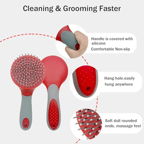Horse Mane & Tail Combs Horse Brushes Shedding Brush Grooming Tool for Equine Long Haired Dogs (Red) - color: Red