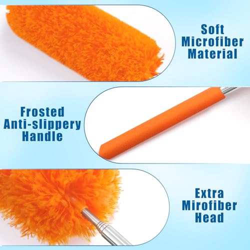 Tanlade 12 Pcs Microfiber Feather Dusters for Cleaning, Orange - color: Orange