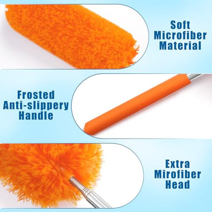 Tanlade 12 Pcs Microfiber Feather Dusters for Cleaning, Orange - color: Orange