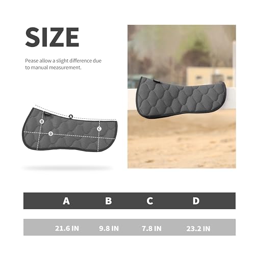 Harrison Howard Mesh Riding Half Pad for English Saddle Comfortable Cushioning Reduce Pressure on Horse’s Back - color: Grey
