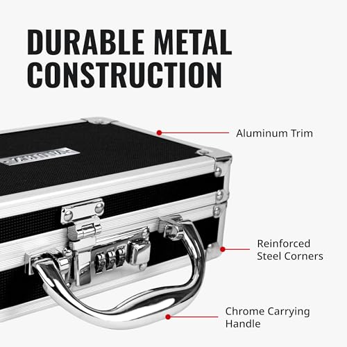 Vaultz Locking Medicine Case, Combination Lock Box, 3-Pack, Briefcase Style | Reinforced steel corners and chrome handle, organized interior with mesh pocket and elastic securing straps - size: 3 Pack