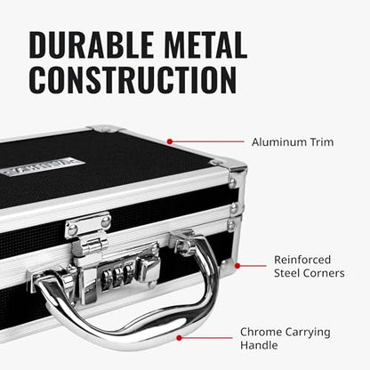 Vaultz Locking Medicine Case, Combination Lock Box, 3-Pack, Briefcase Style | Reinforced steel corners and chrome handle, organized interior with mesh pocket and elastic securing straps - size: 3 Pack