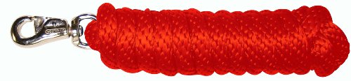 Hamilton Extra Heavy Poly Rope Lead with Bull Snap, Red, 5/8" Thick x 10' Long - color: red