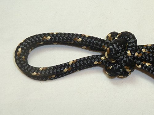 Horse Pocket Halter, Quick Catch Halter - 1/4" Polyester Rope - color: Black with Brown/Tan Tracer