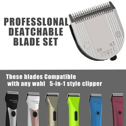 5 in 1 Blades Adjustable Dog Grooming Replacement Blades | Compatible with Wahl Animal Clipper Arco, Bravura, Chromado, Creativa, Figura, and Motion Pet, Dog, and Horse (Silver/2PC) - color: Silver-2Pack