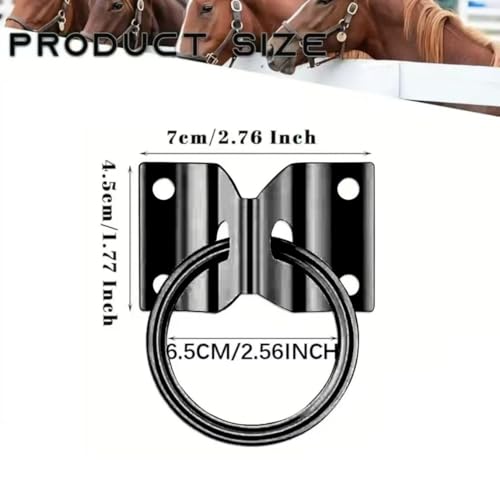 2 Pack Cross Tie Rings for Horses - Block Tie Ring for Horse Stall/Stable, Equestrian & Livestock Barn Supplies, Hay Net Loop Tie Down Accessories