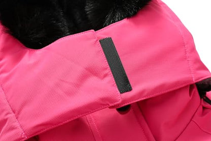MOERDENG Women's Warm Winter Coat Insulated Snowboarding Jacket - color: Rose Red, size: Small