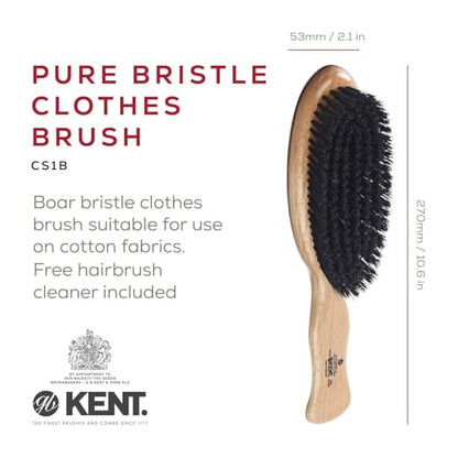 Kent CS1B Clothes Brush, Fabric Lint Remover for Cotton, Wool, Suede and Silk, Pure Black Bristles Handcrafted Two Tone Cherrywood Veneer Remover for Dust, Fluff and pet Hair. Made in England - style: CS1B